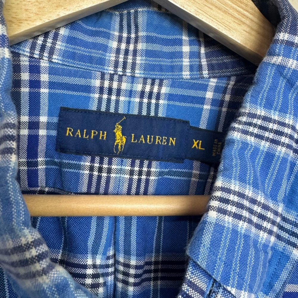 Ralph Lauren Mens XL Blue‎ Plaid Short Sleeve Button Down Shirt - Picture 4 of 6